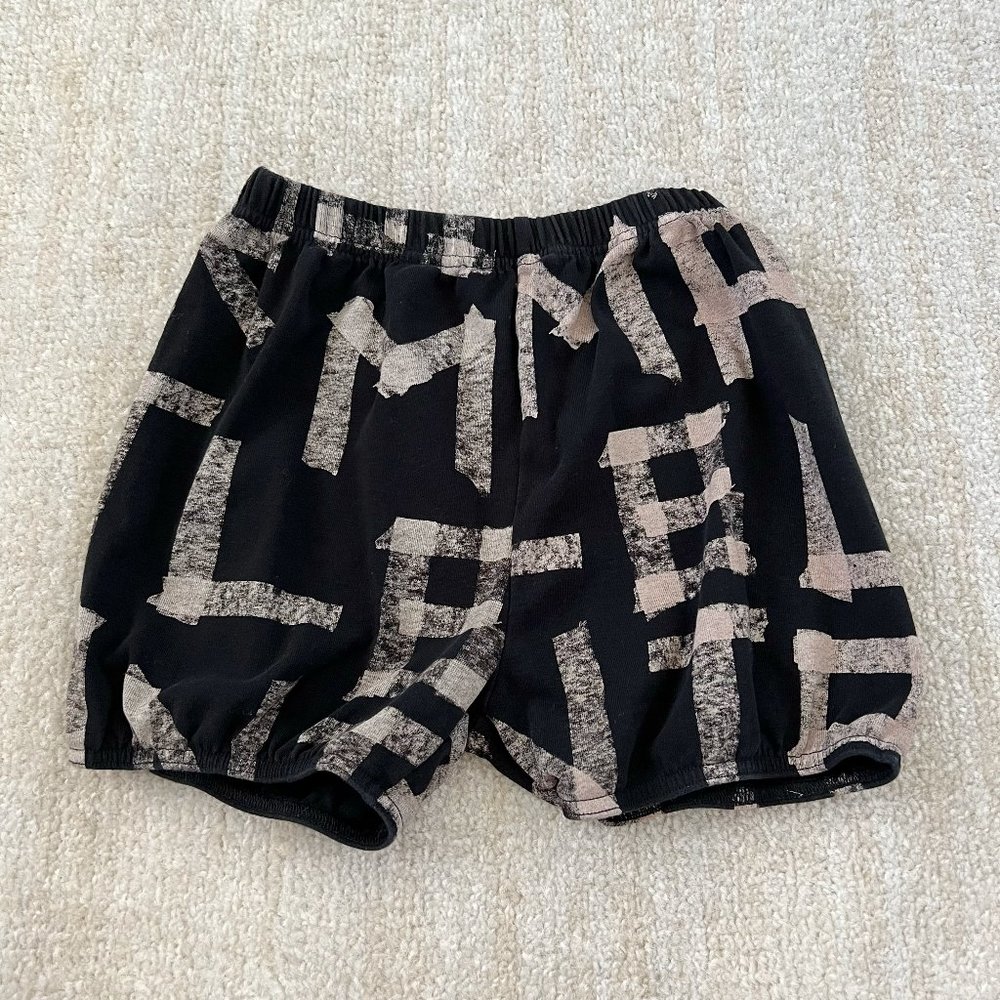 nununu Black Shorts with Beige Print